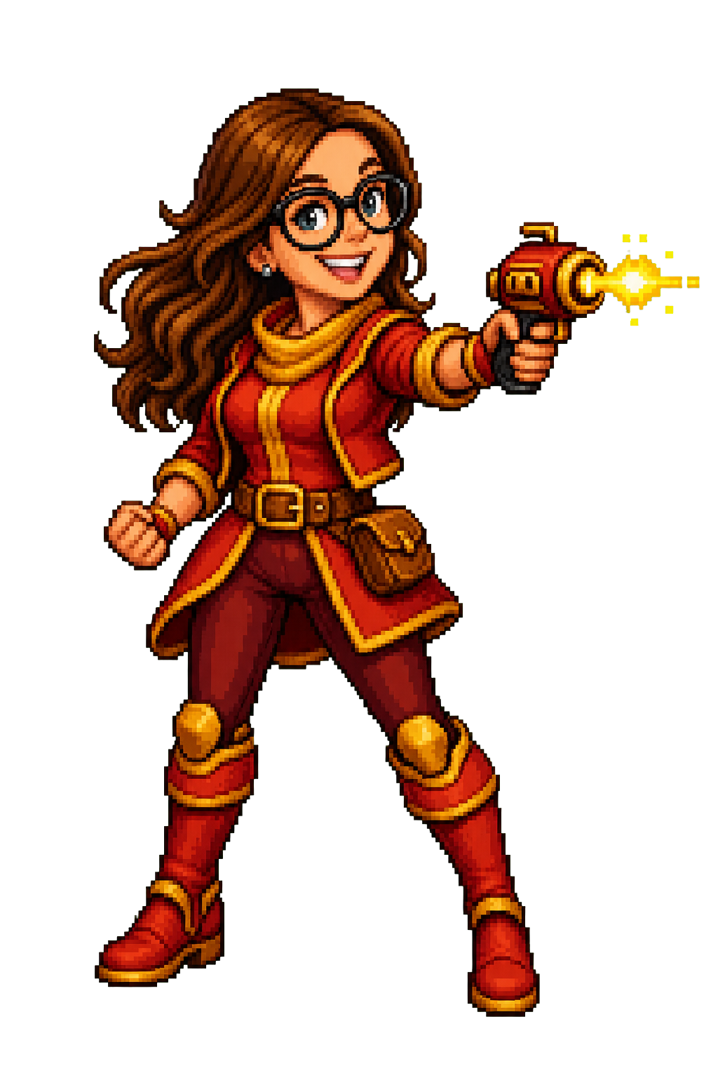 Super A, héroïne aux lunettes et au blaster doré